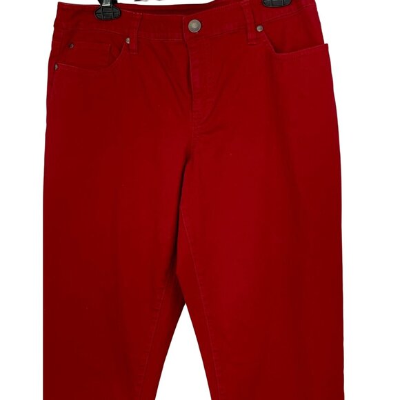 Style & Co Red Capri Size 8 Crop Stretch Jeans 8831 Cuffable Twill - Picture 6 of 8